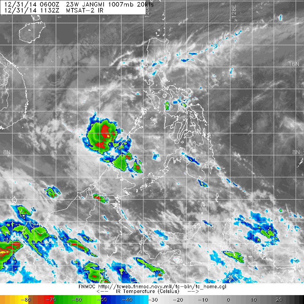 20141231.1132.mtsat-2.ircolor.23W.JANGMI.20kts.1007mb.8.3N.120.8E.100pc.jpg