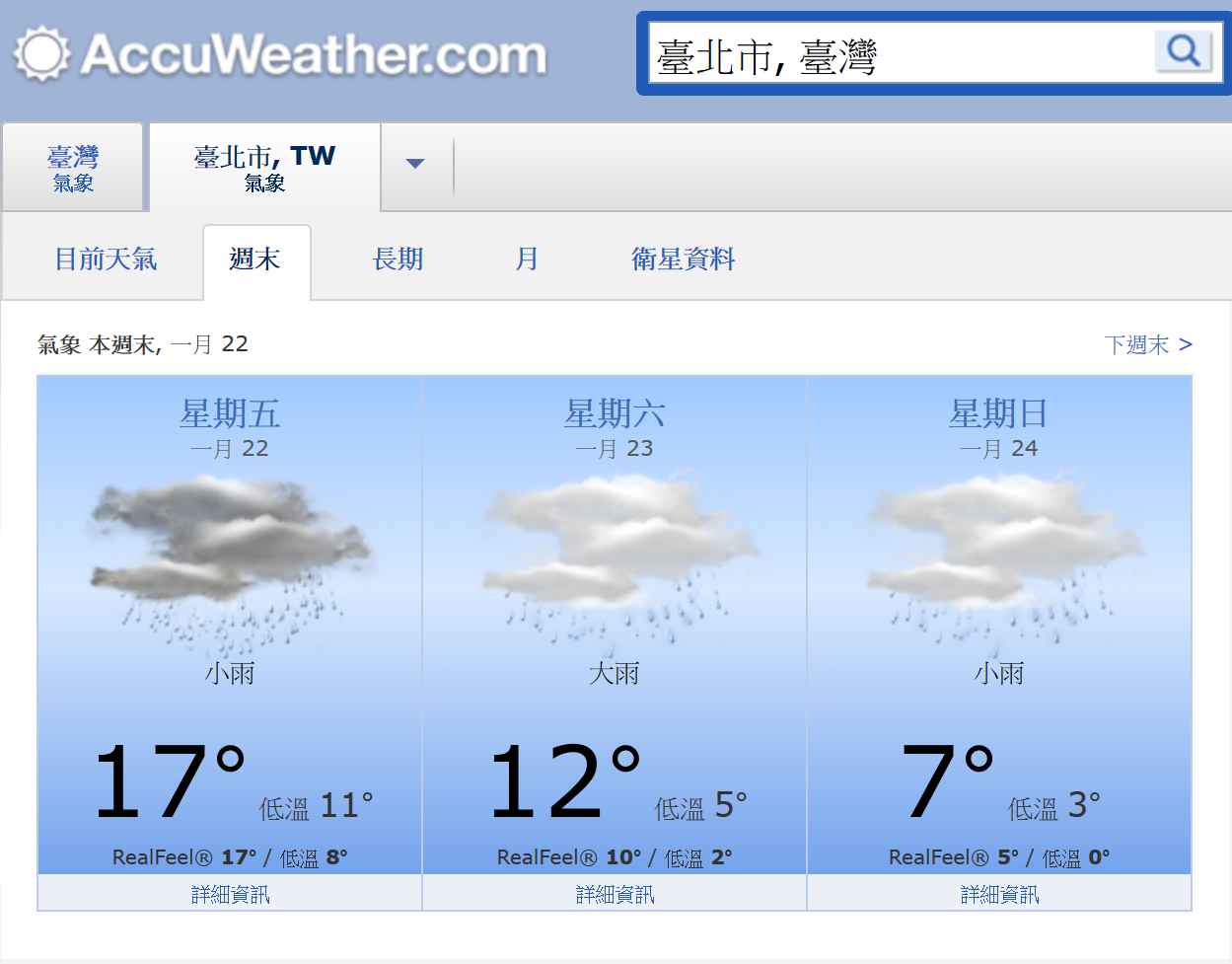 20160119-台北周末氣溫預測-AccuWeather.png